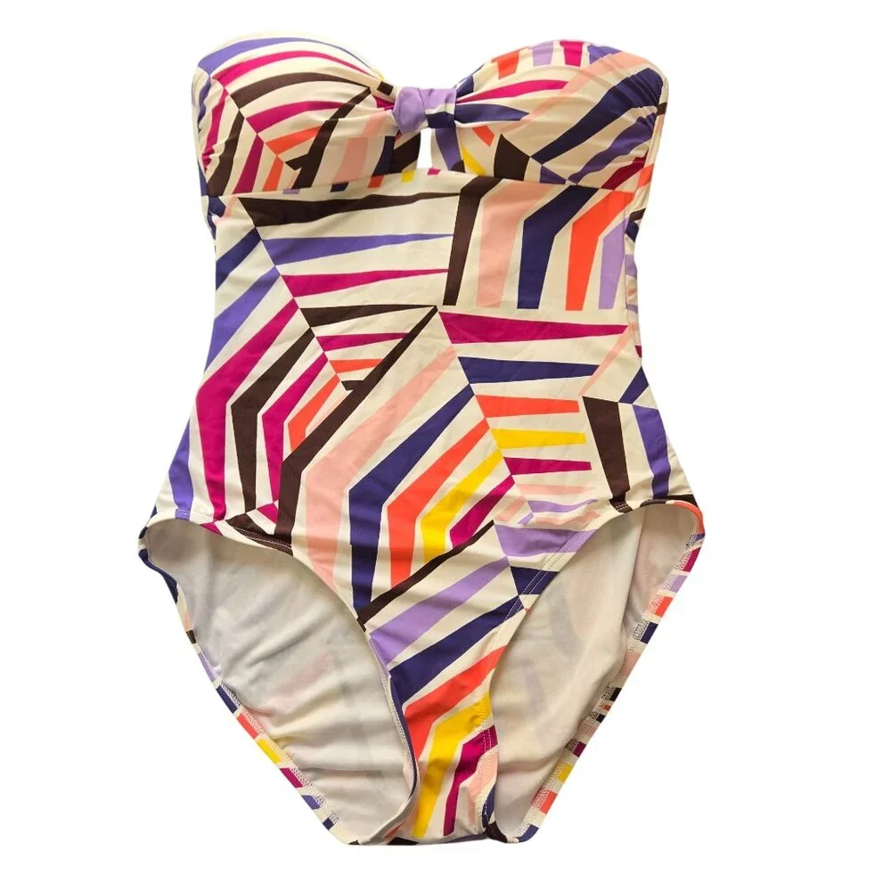 Kate Spade Geobrella One‎ Piece Swimsuit Womens Small Geometric Colorful Mod